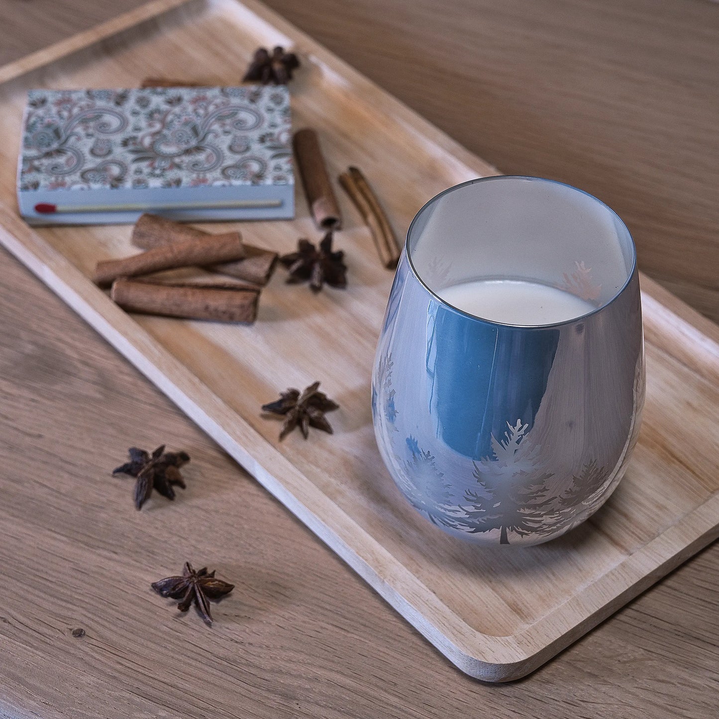 Scented coconut wax Xmas (450 ml jar) - Silver / Light Blue